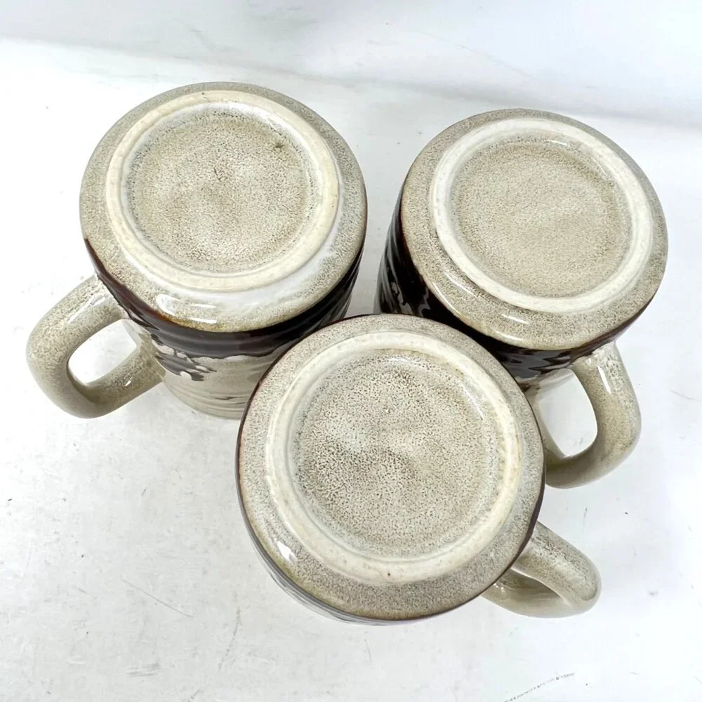 Stoneware Coffee Tea Mugs Trees Ducks Geese‎ Brown 5